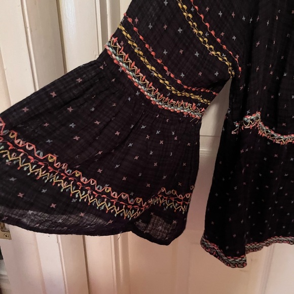 Bohemian Black Multicolor Women's Top - Picture 7 of 10